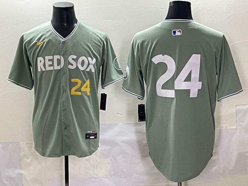 Men 2025 Boston Red Sox 24 No Name Light Green Joint Name Nike MLB Jersey style 5